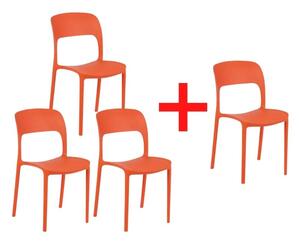 Krzesło do jadalni REFRESCO, pomarańczowe, 3+1 GRATIS