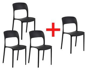 Krzesło do jadalni REFRESCO, czarne, 3+1 GRATIS