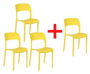 Krzesło do jadalni, żółte, 3+1 GRATIS