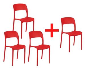 Krzesło do jadalni REFRESCO, czerwone 3 + 1 GRATIS