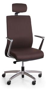 Krzesło biurowe TITAN z zagłówkiem, brązowe