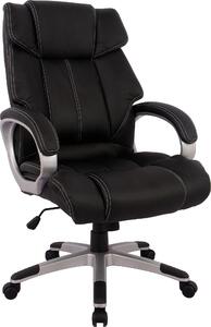 Fotel biurowy czarny, skóra syntetyczna, odchylane oparcie