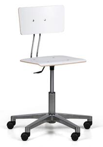Krzesło robocze SALLY niskie na kółkach, białe