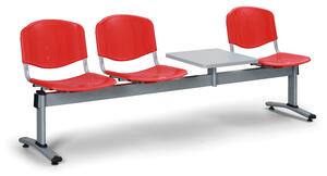 Ławka do poczekalni plastikowa VERONA - 3 siedziska + stołek, czerwony
