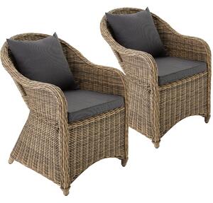 Tectake 403572 2 fotel ogrodowy z polirattanu i aluminium + poduszki - naturalny