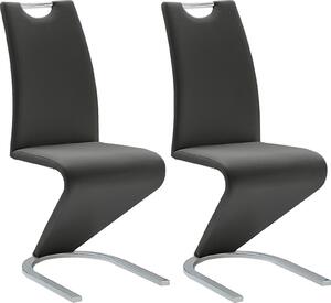 Nowoczesne krzesła w kolorze czarnym, sztuczna skóra - 2 sztuki