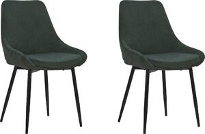 Zielone krzesła, czarna metalowa rama - 2 sztuki