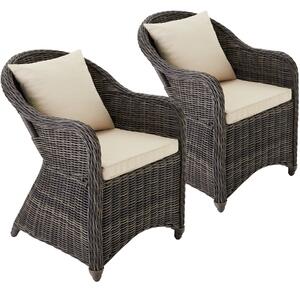 Tectake 403682 2 fotel ogrodowy z polirattanu i aluminium + poduszki - szary