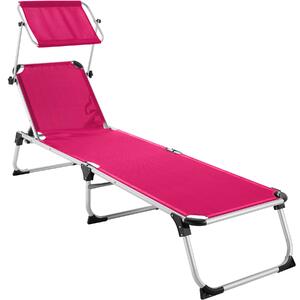 Tectake 403635 leżak plażowy aurelie z 6-krotną regulacją oparcia - pink