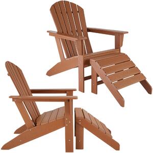 Tectake 403807 zestaw dwóch krzeseł ogrodowych janis z podnóżkiem joplin w stylu rustykalnym - brązowy