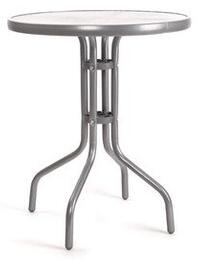 Stolik metalowy z blatem szklanym, srebrny