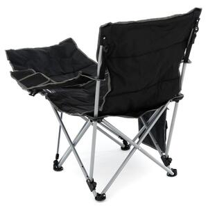 Krzesło kempingowe ze zdejmowanym podnóżkiem, czarne