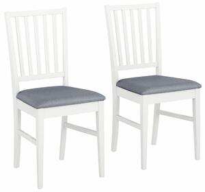 Białe, bukowe krzesła z szarymi siedziskami - 4 sztuki