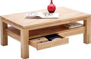 Bukowy stolik MCA z szufladami, drewno bukowe klejone