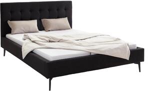 Szlachetne, tapicerowane łóżko, czarne 160x200 cm