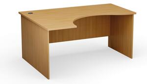 Narożny stół biurowy PRIMO Classic, zaokrąglony 1600 x 1200 mm, lewy, buk