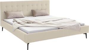 Szlachetne, tapicerowane łóżko, kremowe 140x200 cm