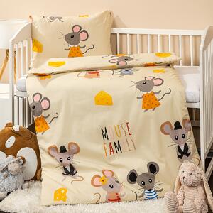 Bawełniana pościel dziecięca do łóżeczka Little mouse, 100 x 135 cm, 40 x 60 cm