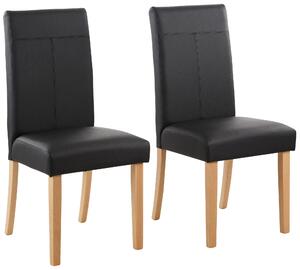 Krzesła tapicerowane sztuczną skórą, drewniana rama - czarne