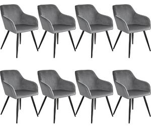 Tectake 404037 8x krzesło marilyn, aksamit czarny - szaro-czarne