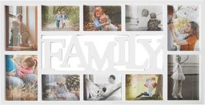 Biała ramka na zdjęcia FAMILY, na 10 zdjęć