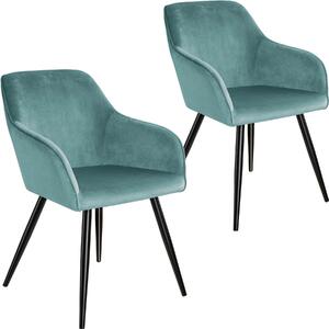 Tectake 404054 2x krzesło marilyn, aksamit czarny - turkusowy/czarny