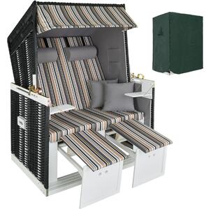 Tectake 403909 kosz plażowy ogrodowy z pokrowcem - czarny/szary/brązowy