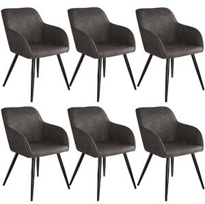 Tectake 404080 6x krzesło marilyn - ciemnoszaro-czarne