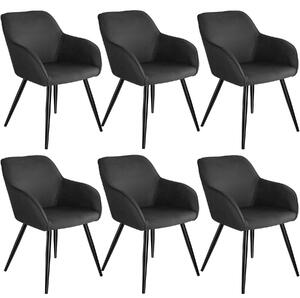 Tectake 404076 6x krzesło marilyn - antracytowo-czarne