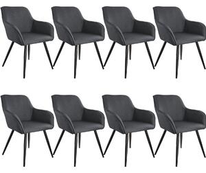 Tectake 404089 8x krzesło marilyn w optyce lnu - ciemnoszaro-czarne