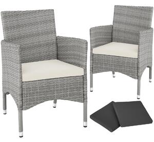 Tectake 404553 zestaw 2 krzeseł ogrodowych z polirattanu - jasnoszary/kremowy