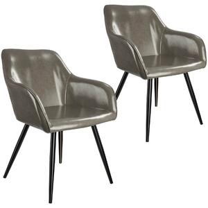 Tectake 404114 2x krzesło marilyn sztuczna skóra - ciemnoszaro-czarne
