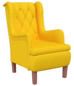 Fotel z kauczukowymi nóżkami, żółty, obity aksamitem