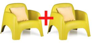 Fotel plastikowy BOW, żółty, 1+1 Gratis