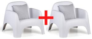 Fotel plastikowy BOW, biały, 1+1 Gratis