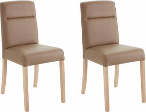 Bukowe krzesła, sztuczna skóra, cappuccino - 2 sztuki
