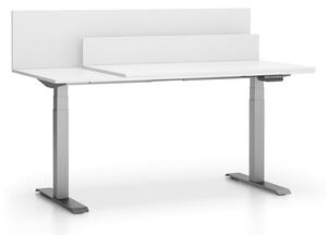 Stół biurowy SINGLE LAYERS, przesuwny blat, z przegrodami, regulowane nogi, biały
