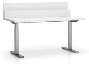 Stół biurowy SINGLE LAYERS, z przegrodami, regulowane nogi, biały / szary
