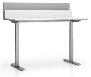 Stół biurowy SINGLE LAYERS, z przegrodami, regulowane nogi, biały / szary