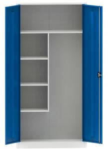 Uniwersalna szafka metalowa, 4 półki, 1950 x 800 x 400 mm, niebieskie drzwi