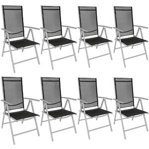 Tectake 404365 8 x krzesło ogrodowe składane - czarny/srebrny