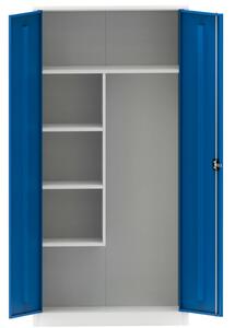Uniwersalna szafka metalowa, 4 półki, 1950 x 900 x 400 mm, niebieskie drzwi