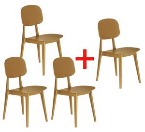 Plastikowe krzesło do jadalni SIMPLY 3+1 GRATIS, żółte