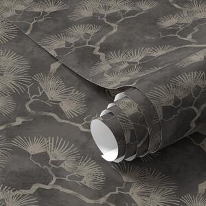 Tapety Sylwetki sosen na ciemnym tle, mglista tekstura, Tapety orientalne, a00742 : Uwalls.pl