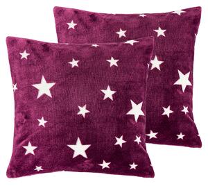 Poszewka na poduszkę Stars violet, 40 x 40 cm, komplet 2 szt., 40 x 40 cm