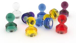 Zestaw magnesów do tablic magnetycznych, średnica 11 mm, kryształ - mix kolorów, 50 szt