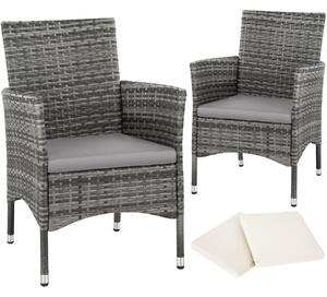 Tectake 404551 zestaw 2 krzeseł ogrodowych z polirattanu - szary/jasnoszary