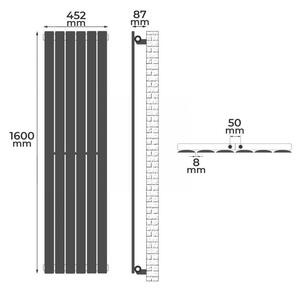 AQUAMARIN Grzejnik pionowy 1600 x 452 x 52 mm, biały