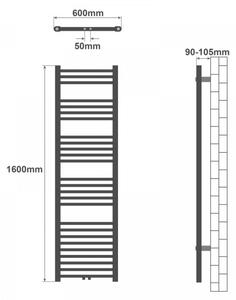 AQUAMARIN Grzejnik łazienkowy pionowy 1600 x 600 mm