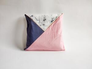 Poszewka na poduszkę Marmur, 45 x 45 cm, fioletowo-różowy